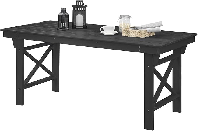 HDPE Outdoor Dining Table, 66.9” Rectangle Patio Dining Table by SeeHill