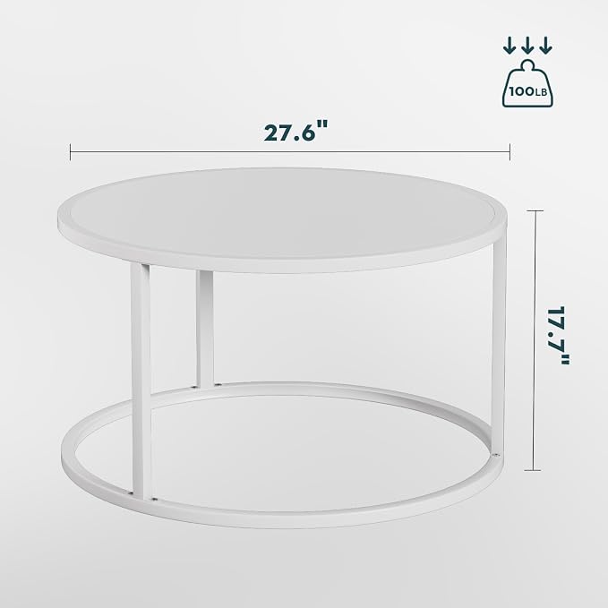 SAYGOER Small Round Coffee Table, Modern Center Table - Image 3