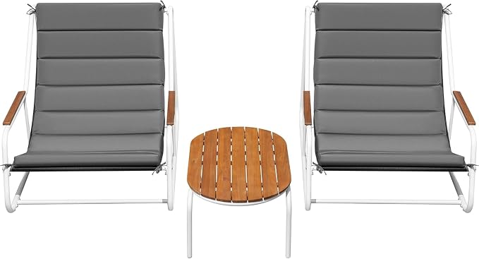 Devoko 3-Piece Patio Furniture Set 2 All-Weather Teslin Chaise Lounge Chairs by DEVOKO