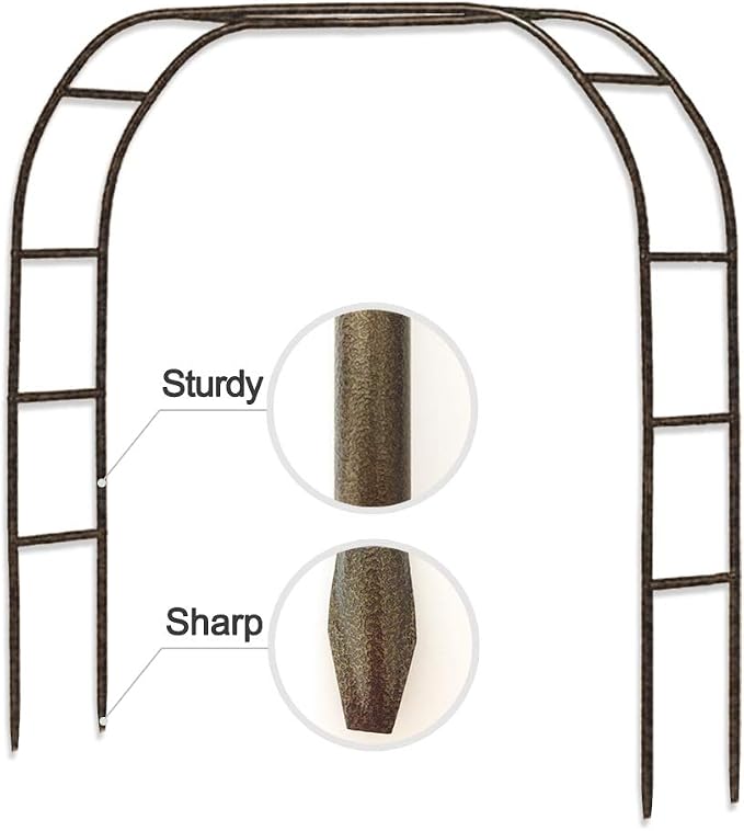 Metal Garden Arch, 7.8 Feet High x 5.5 Feet Wide Sturdy Metal Arbor by LeJoy+Garden