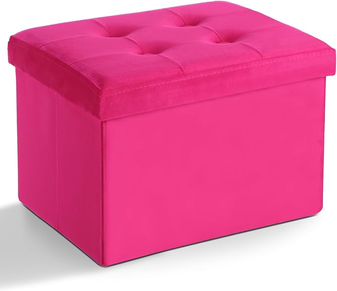 LINMAGCO Storage Ottoman Folding Foot Stool Velvet Foot Rest by LINMAGCO