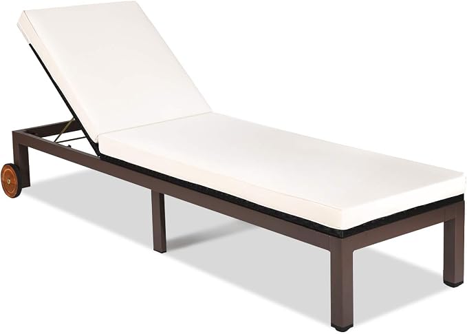 Tangkula Patio Chaise Lounge Chair, Outdoor Rattan Lounger Recliner Chair by TANGKULA