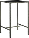 SKM Patio Bar Table Gray 27.6"x27.6"x43.3" Poly Rattan and Glass by SKM