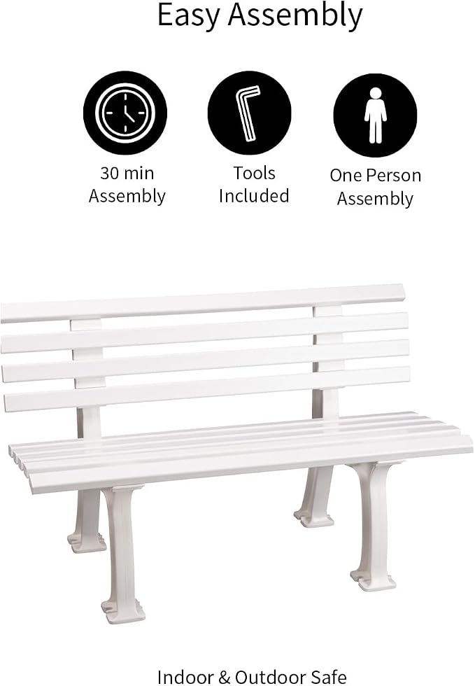 Plow & Hearth Weatherproof German PVC Outdoor Bench | Holds Up to 500 lbs | - Image 7