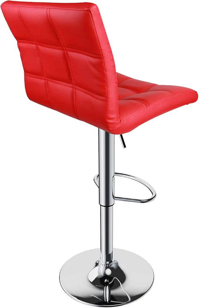 Leopard Adjustable Leather Bar Stools Square Back, Leather Padded - Image 5