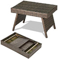 HAPPYGRILL Outdoor Wicker Table Folding Rattan Standing Coffee Side Table by HAPPYGRILL