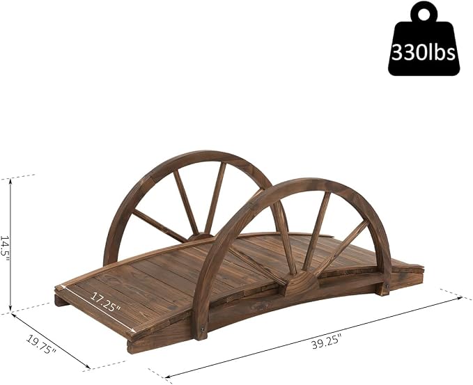 3.3ft Arched Wooden Garden Bridge - Image 3