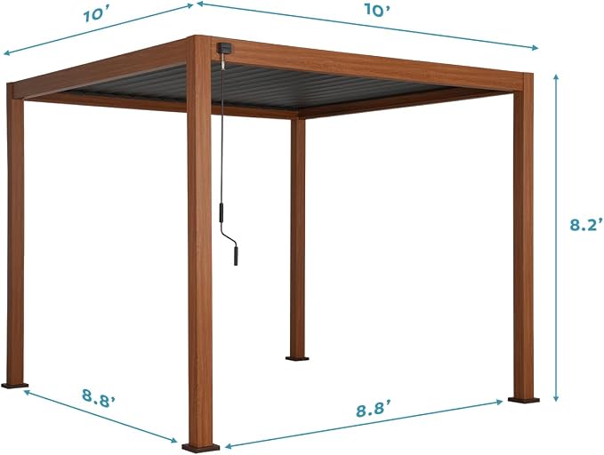 MIRADOR 111S Takasho Louvered Pergola, 10Ft x 10Ft, Full Aluminum Frame - Image 6