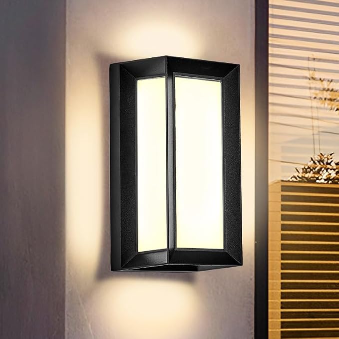 LANFU LED 18W Modern Rectangular Outdoor Wall Sconce 3000K Outside Light by LANFUlampsandlights