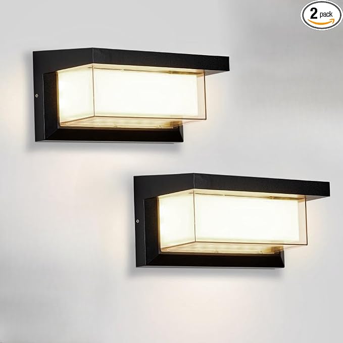 LANFU 18W Modern LED Wall Light Outdoor 2Pack, 3000K Warm White Waterproof by LANFUlampsandlights