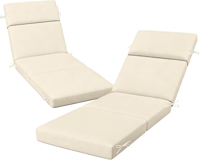 Outdoor Chaise Lounge Cushion 72" x 21" x 3", 4-Section Folding Patio Lounge by VOGVOG