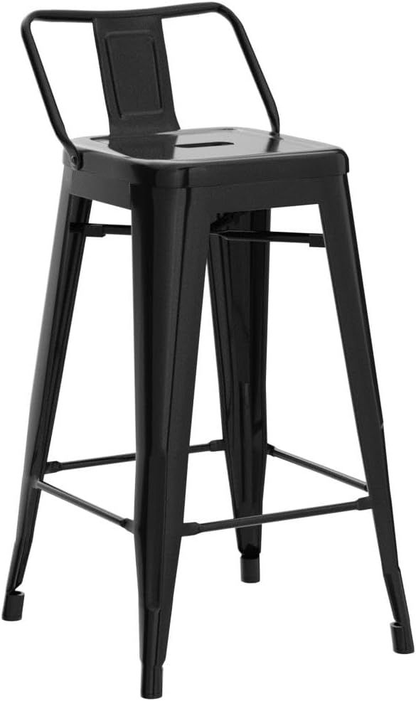 Yaheetech Bar Stools Set of 4, Metal Counter Height Chairs, 26 Inch Industrial - Image 4
