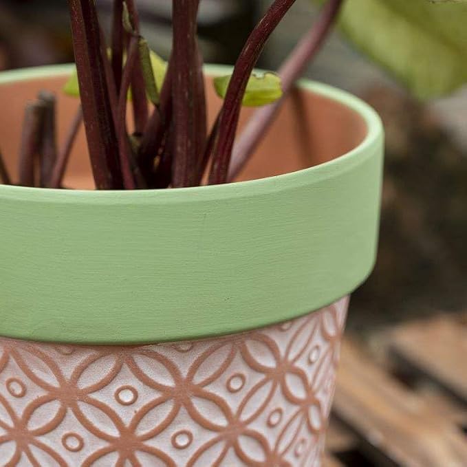 Terracotta Plant Pots Set of 2-4.7 Inch Vintage Pattern Clay Flowerpots - Image 4