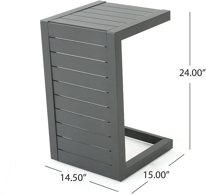 Christopher Knight Home Cape Coral Outdoor Aluminum C-Shaped Side Table - Image 3