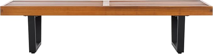 SAFAVIEH Outdoor Patio Furniture Heather Natural Brown Solid Wood & Black Legs by SAFAVIEH