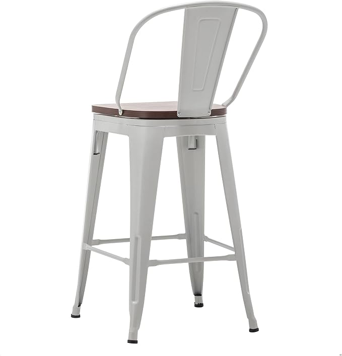 Alunaune 30" Swivel Metal Bar Stools Set of 4 High Back Counter Height - Image 10