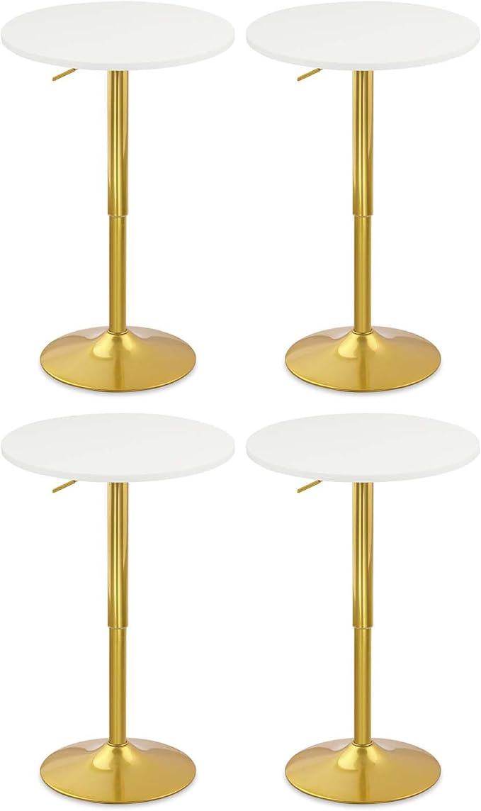 CLATINA Round Bar Pub Tables Set of 4, 360° Swivel High Top Cocktail Table by CLATINA