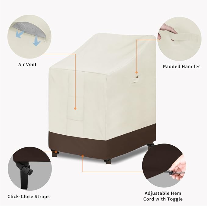 Easy-Going Heavy Duty Outdoor Stackable Chair Cover, Waterproof Patio Chair - Image 4