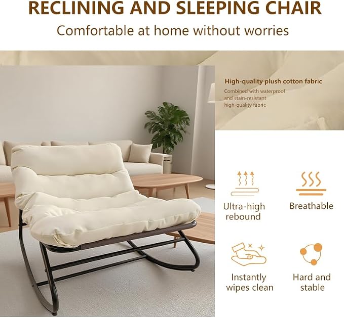 Patio Outdoor Rocking Chair, Oversized Papasan Rocking Chair - Image 4