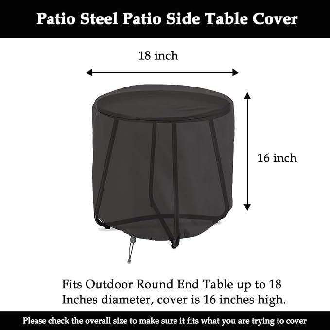 Patio Steel Patio Side Table Cover Waterproof Heavy Duty Small Outdoor Round - Image 2