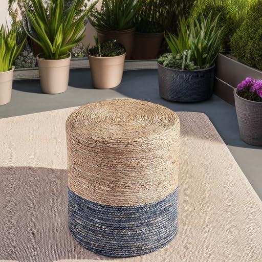 Wimarsbon Natural Seagrass Foot Stool, Hand Weaving Round Ottoman, - Image 6