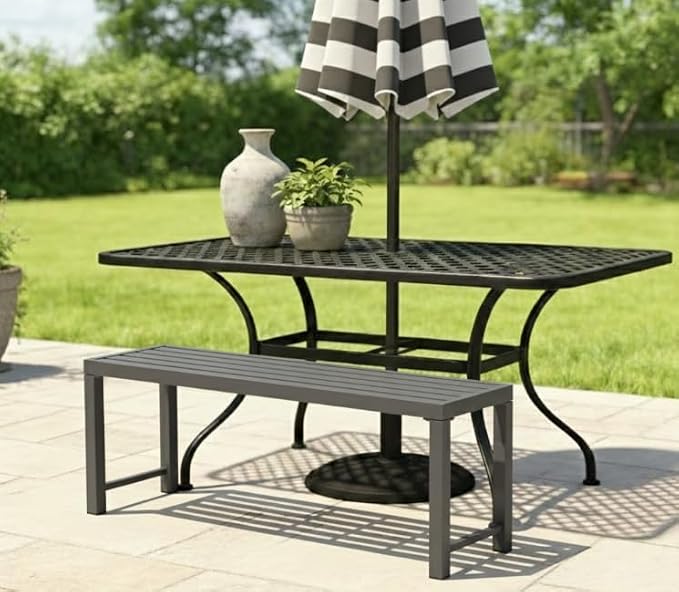 Outdoor Metal Backless Bench Weatherproof Patio Bench - Image 4