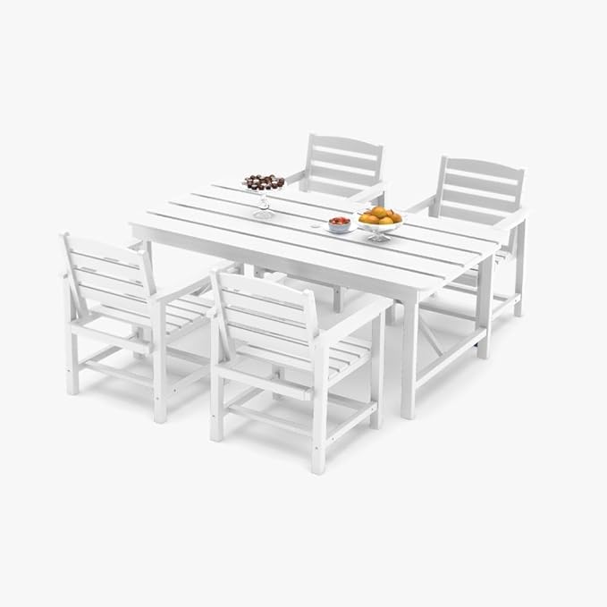 Outdoor HDPE Dining Set 5 Pieces, Patio Table by PatioKingdom