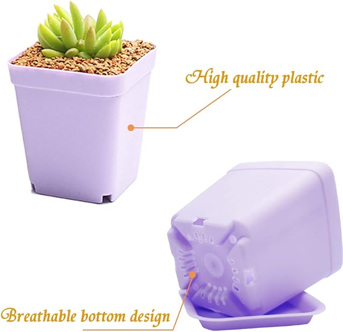 Anyumocz 24 Pack Plastic Square Nursery Pots 3 Inch Plastic Plant Pots - Image 3