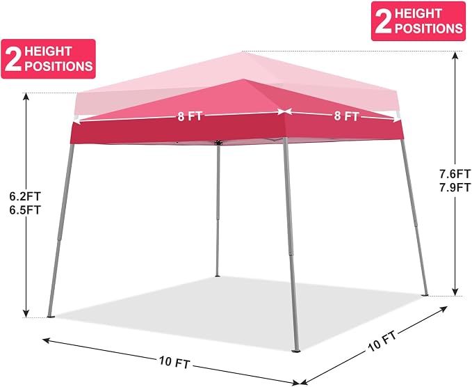 Canopy Tent, 10X10 FT Pop Up Canopy Outdoor Instant Tent Slant Legs - Image 5