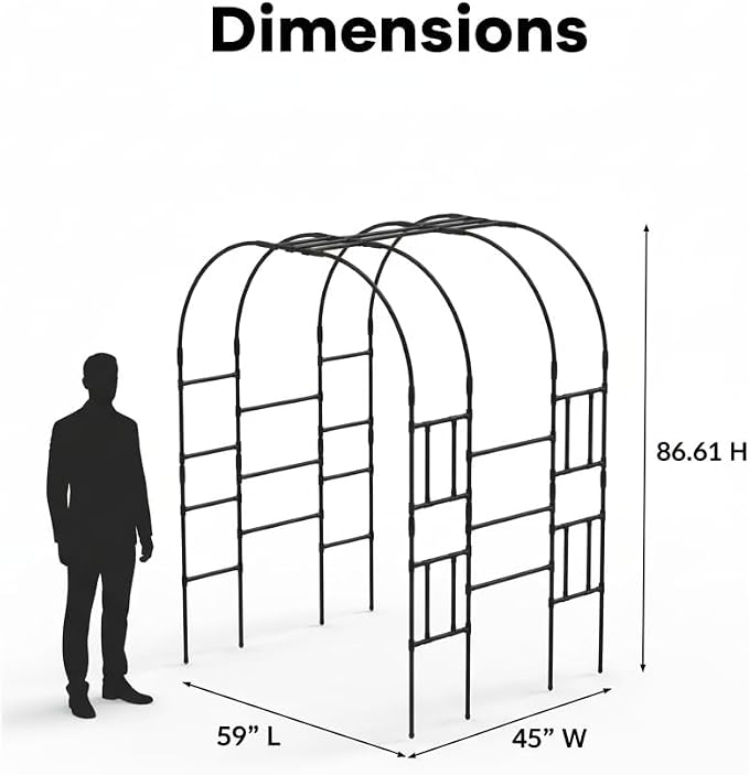 Garden Arch Trellis for Climbing Plants - 59 L x 86.6 H Metal Outdoor Arbor - Image 4