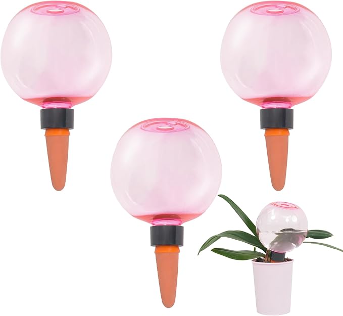 3pcs Large Plant Self Watering Globes, 17.5 oz Plastic Water Bulbs Top Fill by GEWOSI