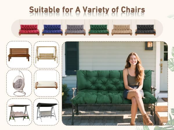 Waterproof Porch Swing Cushions 60 Inch, 2 3-Seater Replacement - Image 8