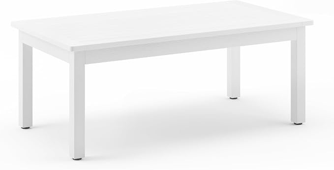 LUE BONA Outdoor Coffee Table, HDPS White Patio Coffee Tables by LUEBONA