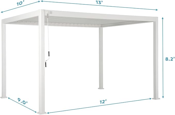 Mirador 111S Round Louvered Pergola Gazebo, 10Ft x 13Ft, Full Aluminum Frame - Image 6