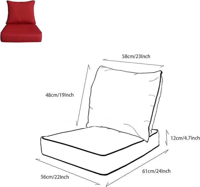Goodgoods 22x24 inch Outdoor/Indoor Deep Seat Patio Cushion Set of 1 Resilient - Image 2