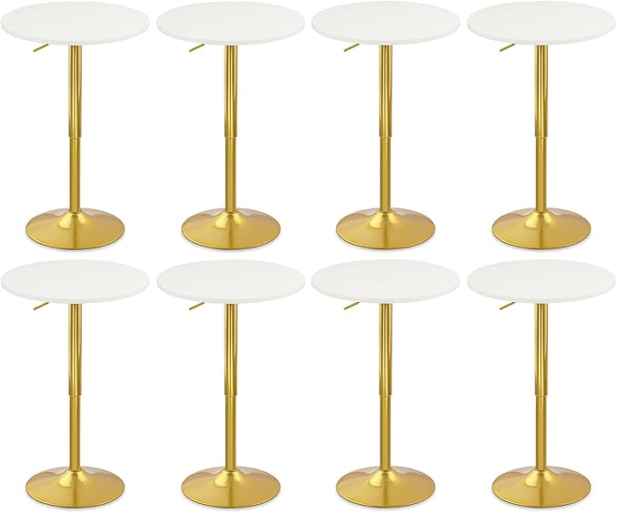 CLATINA Round Bar Pub Tables Set of 8, 360° Swivel High Top Cocktail Table by CLATINA