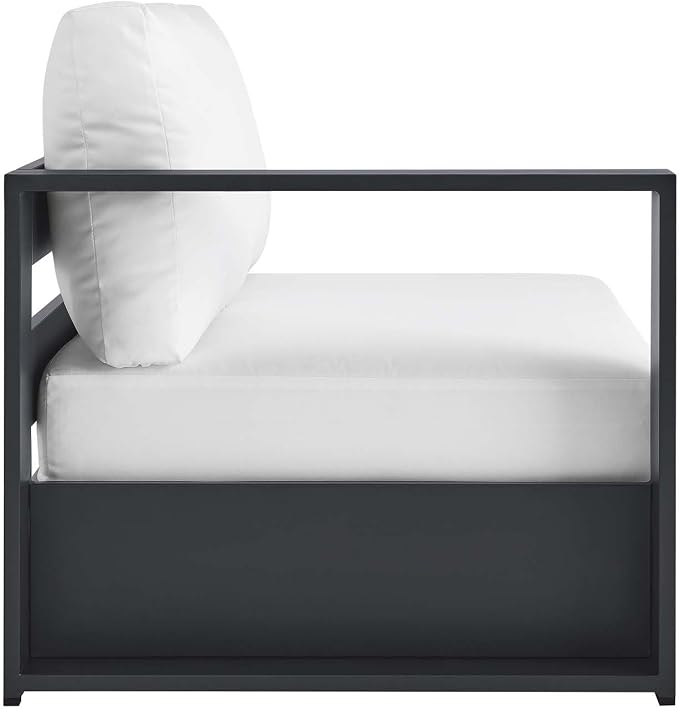 Modway Tahoe Aluminum Modular Left-Facing Outdoor Patio Loveseat in Gray White - Image 4