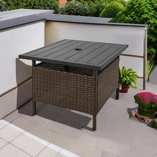 Tangkula Outdoor Wicker Table, Rattan Coffee Table - Image 5