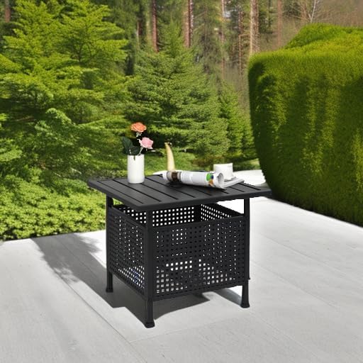 VINGLI Outdoor Side Table with Umbrella Hole 1.57" Umbrella Stand Table - Image 5