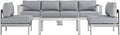Modway Shore 5-Piece Aluminum Outdoor Patio Sectional Sofa Set in Silver Gray by Modway