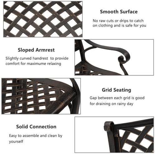 40.5" Outdoor Garden Bench, Patio Furniture Cast Aluminum Bench - Image 7