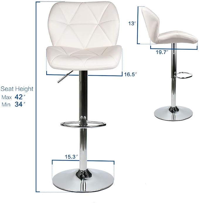 ARTETHYS Bar Table and Chairs Set of 3 White Heigh Adjustable Round Pub Desk - Image 5