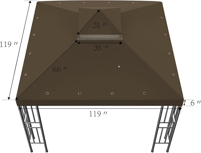 Sumfaller 10x10 FT Gazebo Replacement Canopy Top Cover Double Tiered Canopy Top - Image 5