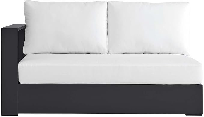 Modway Tahoe Aluminum Modular Left-Facing Outdoor Patio Loveseat in Gray White - Image 6