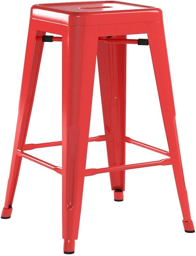 Devoko Metal Bar Stools 24" Indoor Outdoor Stackable Barstools Modern Style - Image 5