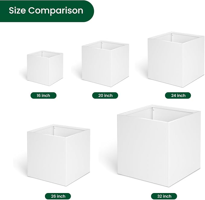 White Steel Planter Square Outdoor Planters Galvanized Steel Planter Box 26 - Image 6
