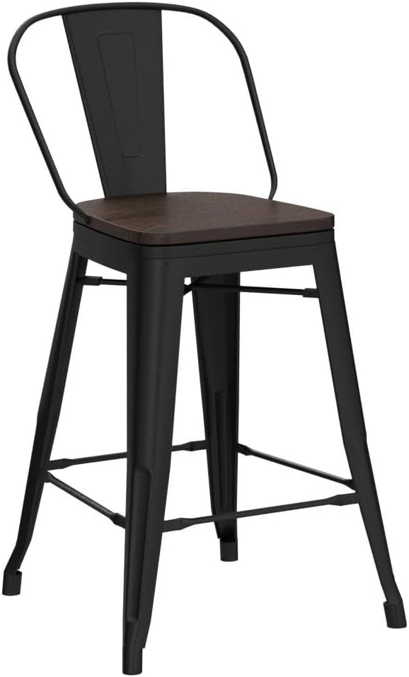 Yongqiang 26 inch Bar Stools Set of 4 Black Metal Counter Height Stools Modern - Image 4
