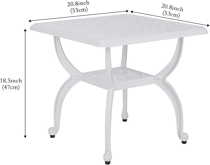 JARDIN DE CENTENNIAL Cast Aluminum Outdoor Side Table, Anti-Rust Outdoor End - Image 3