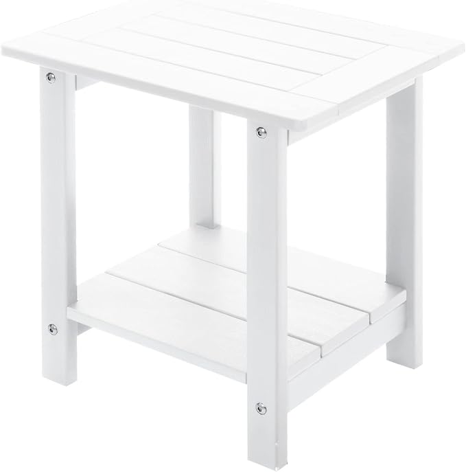 Double Adirondack Outdoor Side Table Weather Resistant, Patio Rectangular End by Meluvici