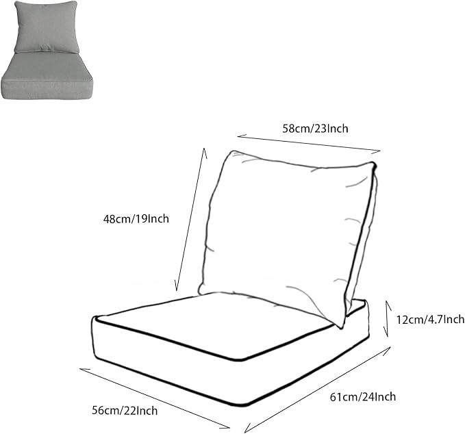 Goodgoods 22x24 inch Outdoor/Indoor Deep Seat Patio Cushion Set of 1 Resilient - Image 2